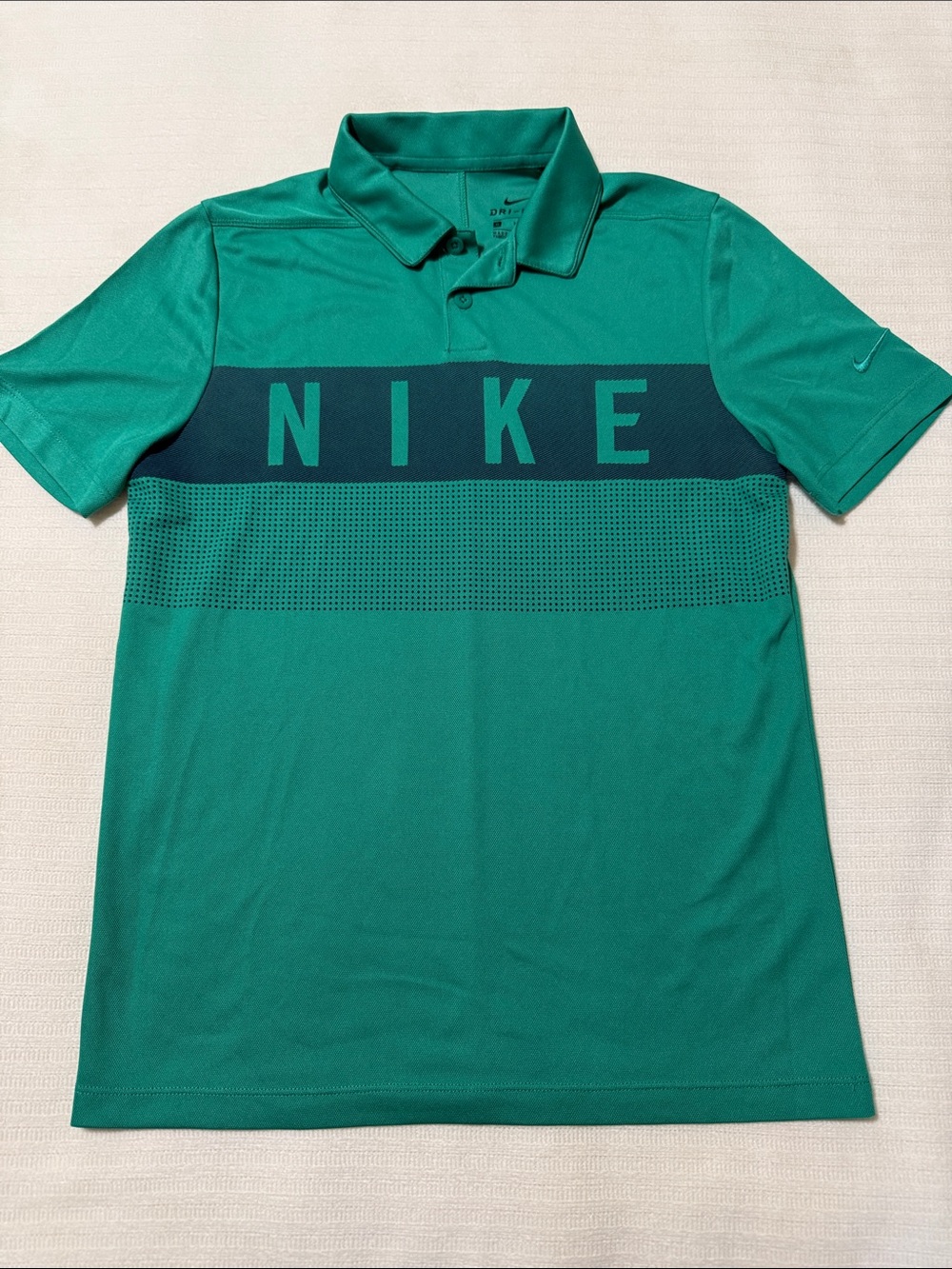 Nike Youth Teal Polo with Dark Navy Chest Band